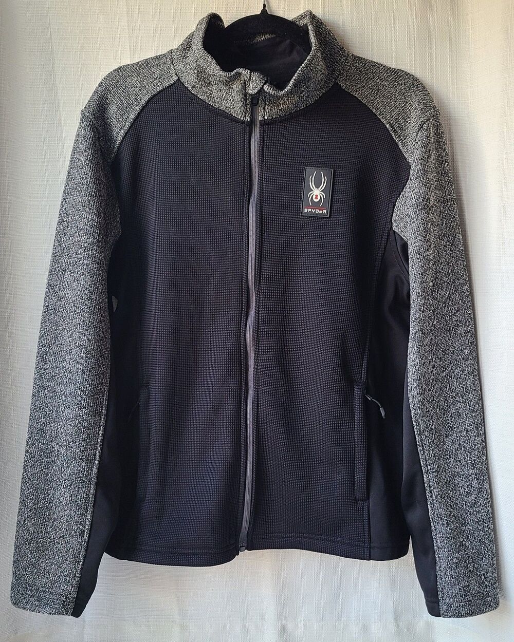 Spyder Men’s Small Full Zip Sweater Fleece Jacket Black Gray Performance